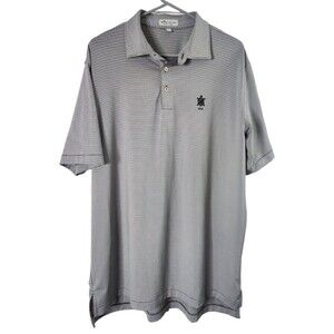 Peter Millar Summer Comfort Mens L Golf Polo Shirt Stretch Gray White Striped